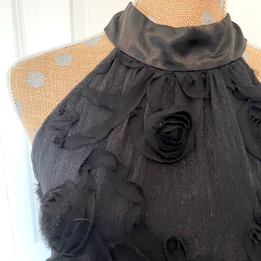 Black Rosette Halter Top